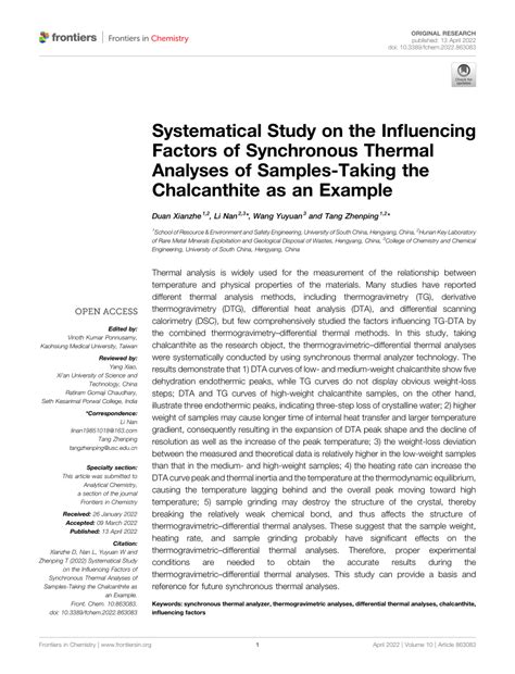 Synchronous Thermal Analyze distribute|Systematical Study on the Influencing Factors of .